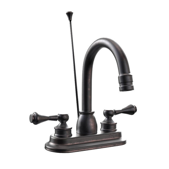 High Arc Bathroom Sink Faucet With Lift in Oil Rubbed Bronze Finish