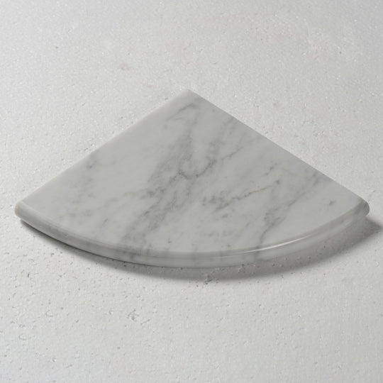 8 x 3/4 in. Carrara White Polished Marble Bathroom Corner Shelf