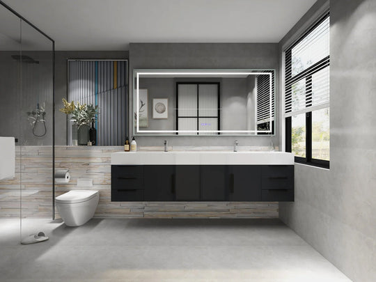 Blossom Floor Standing Bathroom Vanity With Sink Black Hardware & Frame