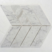 Load image into Gallery viewer, 8 X 11 in. Bianco Carrara Chevron Polished Marble Mosaic