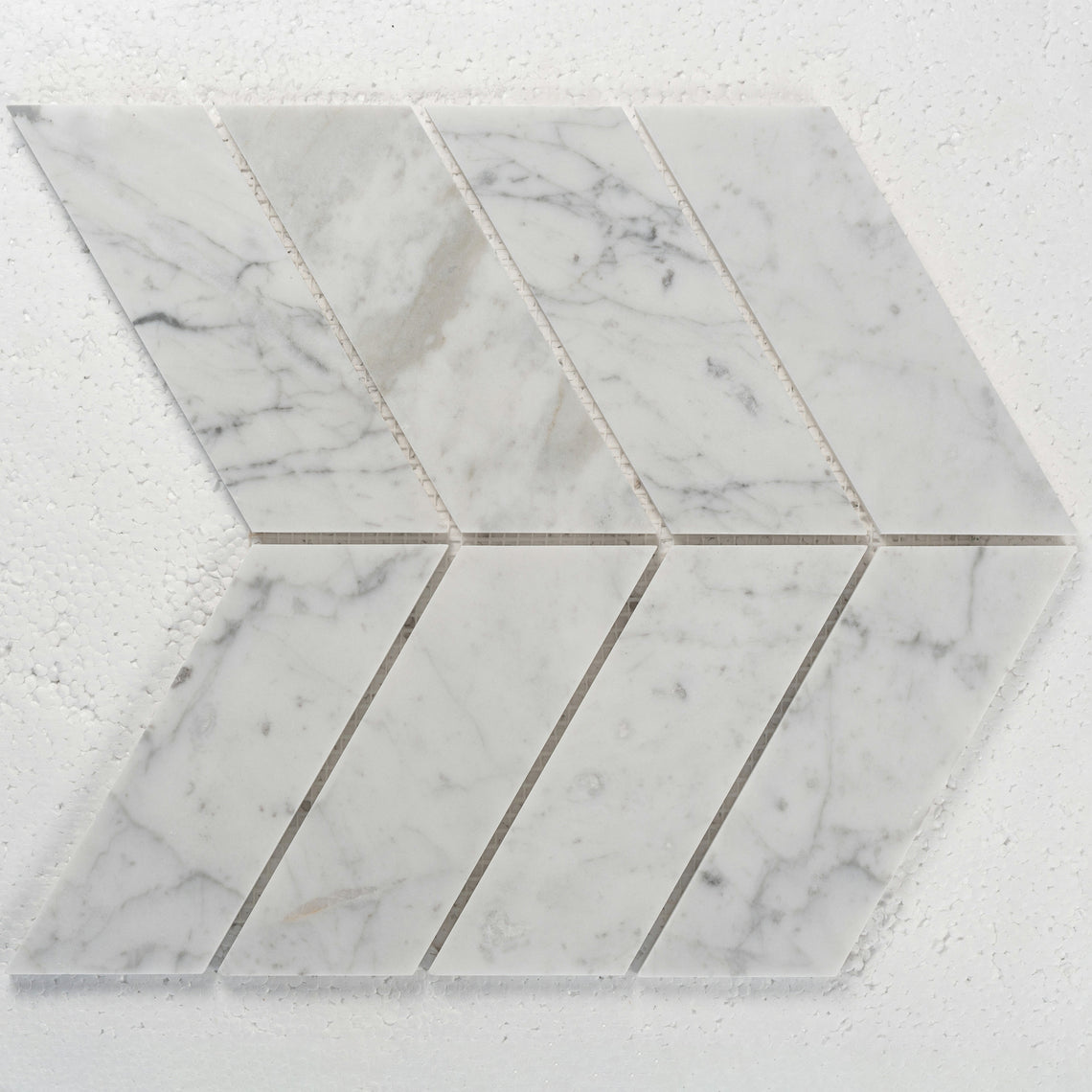 8 X 11 in. Bianco Carrara Chevron Polished Marble Mosaic