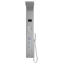 Load image into Gallery viewer, 55 In. 5-Jet Stainless Steel Shower Panel System With Fixed LED Rainfall Shower Head, LED Temperature Display &amp; Handheld Shower, Self-Cleaning &amp; Jet Massage Feature