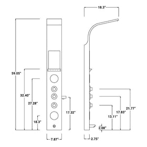 63 In. 2 Jet Shower Panel System  With Fixed Rainfall & Waterfall Shower head, Handheld Shower & Tub Spout, Self-Cleaning & Jet Massage Feature