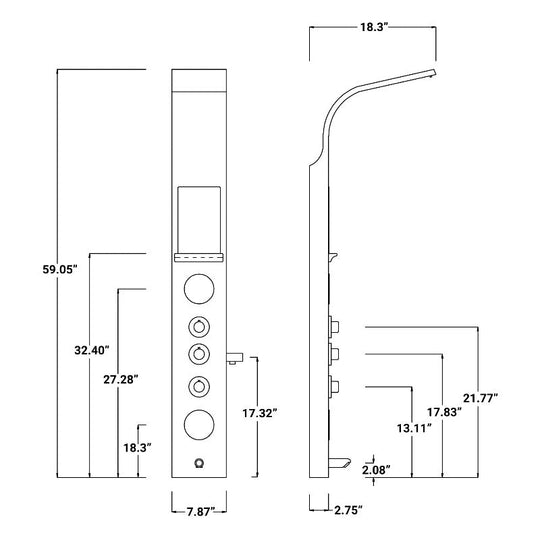 63 In. 2 Jet Shower Panel System  With Fixed Rainfall & Waterfall Shower head, Handheld Shower & Tub Spout, Self-Cleaning & Jet Massage Feature