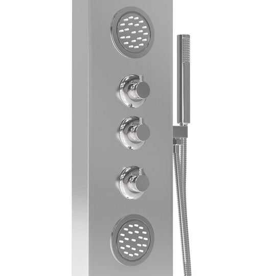 63 In. 2 Jet Shower Panel System  With Fixed Rainfall & Waterfall Shower head, Handheld Shower & Tub Spout, Self-Cleaning & Jet Massage Feature