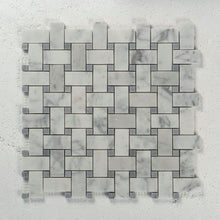 Load image into Gallery viewer, 12 X 12 in. Bianco Carrara White Basket Weave Polished Marble Mosaic Tile