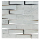 Load image into Gallery viewer, 12&quot; X 12&quot; X 8 mm White 3D Glass With Carrara White 2&quot; X 6&quot; Random Strip