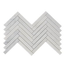 Load image into Gallery viewer, 17&quot; X 10&quot; X 10 mm Oriental White Marble Mosaic Honed 1&quot; X 6&quot; Herringbone
