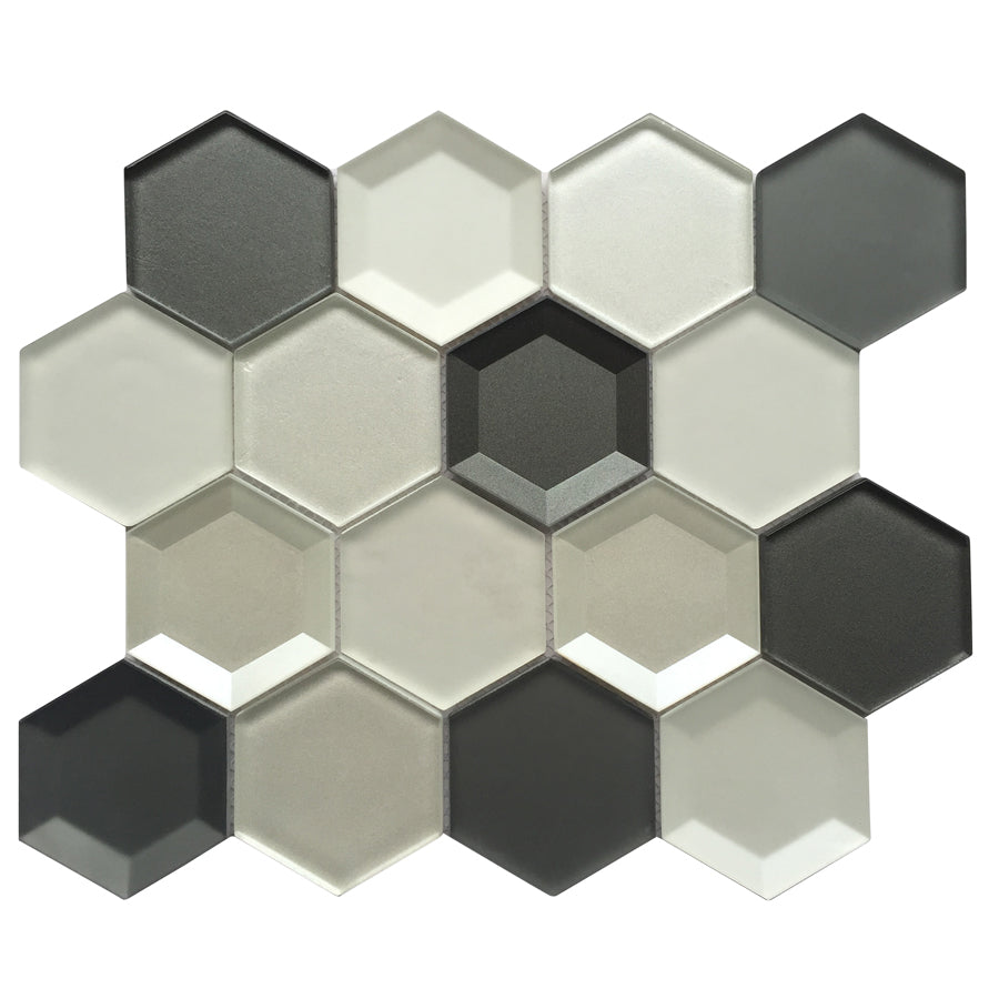 Mixed 3D Hexagon Glass Mosaic 10