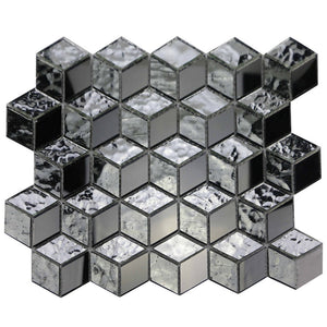 Silver Cube 12" X 12" X 8 mm Mosaic