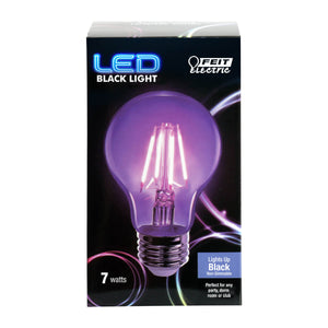 A19 Black LED Light Bulb, 7 Watts, E26, Filament, Party Bulb