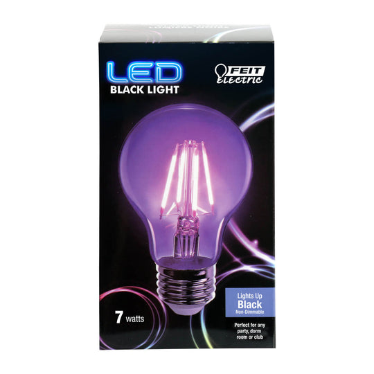 A19 Black LED Light Bulb, 7 Watts, E26, Filament, Party Bulb