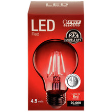 Load image into Gallery viewer, A19 Clear Glass Red, Blue, Green LED Bulb, 4.5 watts, E26, Dimmable