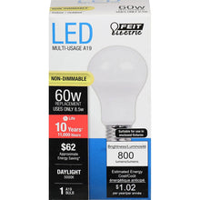 Load image into Gallery viewer, A19 LED Light Bulbs, 10 Watts, E26, 800 Lumens, 5000K Non-Dimmable