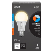 Load image into Gallery viewer, A19 LED Lights Bulbs, 60, E26, IntelliBulb Color Choice, 3 color temperatures