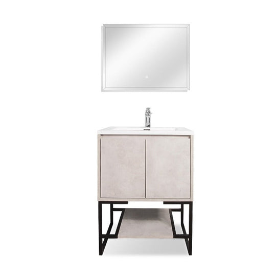 Allen Freestanding Bathroom Vanity With Sink, 2 Doors & Open Shelf Storage