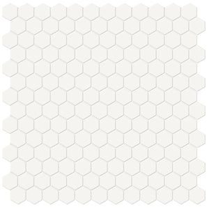 1 In Hexagon Soho Canvas White Matte Glazed Porcelain Mosaic