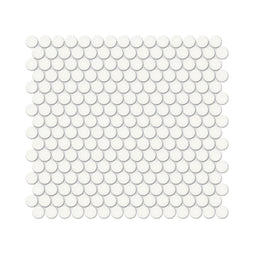 3/4 In Penny Round Soho Canvas White Matte Glazed Porcelain Mosaic