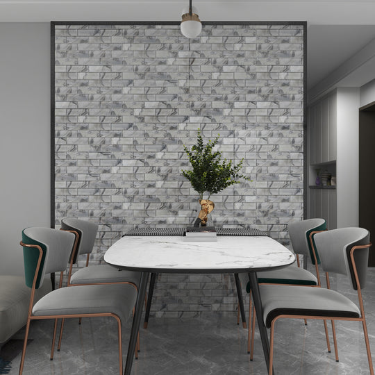 12 x 12 inch Glass Mosaic Tile with White Color and Glossy Finish