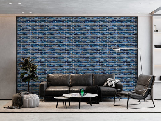 12 x 12 inch Mosaic Glass Tile with Blue Color and Glossy Finish