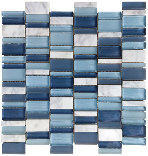 12 x 12 in Glass & Stone Mosaic Tile with Mix Color and Glossy & Frosted Finish