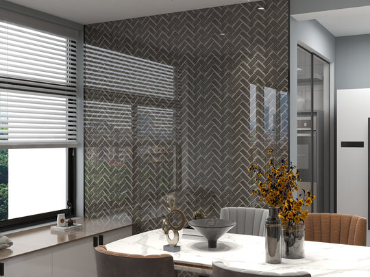 10 x 11 inch Glass Mosaic Tile with Brownish Gray Color