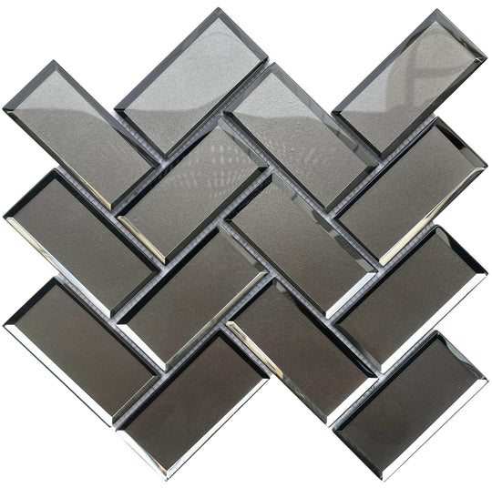 10 x 11 inch Glass Mosaic Tile with Brownish Gray Color