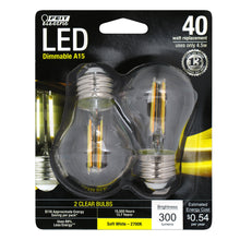 Load image into Gallery viewer, A15 LED Light Bulbs, E26, Filament, Dimmable, Crystal Clear, Decorative, Medium Base, 2 Pack