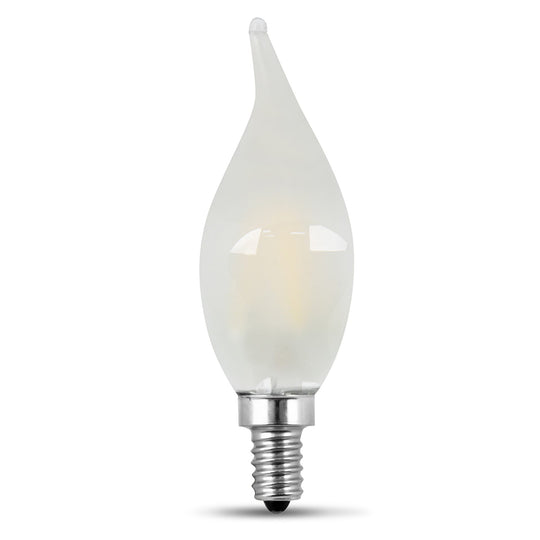 LED Light Bulbs For Chandelier, E12, Candelabra Base, Filament, Frosted, Flame, 2 Pack