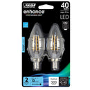 Load image into Gallery viewer, LED Light Bulbs, E12, Candelabra Base, Blunt Tip Filament, Clear, Decorative Chandelier Bulb, Torpedo, Flame, 2 Packs