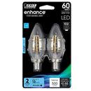 Load image into Gallery viewer, LED Light Bulbs, E12, Candelabra Base, Blunt Tip Filament, Clear, Decorative Chandelier Bulb, Torpedo, Flame, 2 Packs
