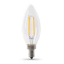 Load image into Gallery viewer, LED Light Bulbs, E12, Candelabra Base, Blunt Tip Filament, Clear, Decorative Chandelier Bulb, Torpedo, Flame, 2 Packs