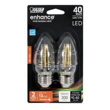 Load image into Gallery viewer, LED Light Bulbs, E12, Candelabra Base, Blunt Tip Filament, Clear, Decorative Chandelier Bulb, Torpedo, Flame, 2 Packs