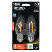 Load image into Gallery viewer, LED Light Bulbs, E12, Candelabra Base, Blunt Tip Filament, Clear, Decorative Chandelier Bulb, Torpedo, Flame, 2 Packs