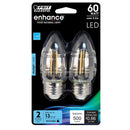 Load image into Gallery viewer, LED Light Bulbs, Candelabra Base, E26, Deco Chandelier, Filament, Clear, Decorative Bulb, Torpedo Tip, Flame, 2 Packs