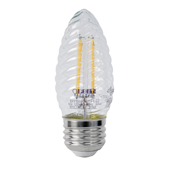 LED Light Bulb, 60Watt, F15 , E26, Glass Filament, Post Lantern Bulb, 500 Lumens