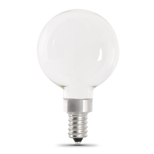 G25 Globe LED Light Bulbs, E26, Candelabra, Filament, Dimmable, Clear, Decorative Bulb, White, G161/2, 2 Pack