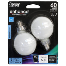 Load image into Gallery viewer, G25 Globe LED Light Bulbs, E26, Candelabra, Filament, Dimmable, Clear, Decorative Bulb, White, G161/2, 2 Pack