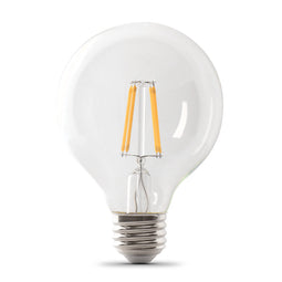 LED Globe Light Bulbs G25 , E26, Filament, Clear, Dimmable, White, G161/2, 2 Pack