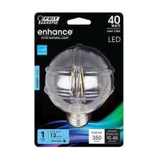 Load image into Gallery viewer, G25 LED Globe Light Bulbs, E26, Dimmable, Filament, Clear, White, bathroom Vanity Light Bulb, G161/2,  2 Pack