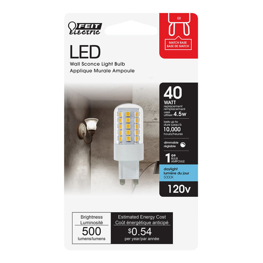 G9 LED Light Bulb, 500 Lumens, Clear, Dimmable, Decorative Chandelier Bulb