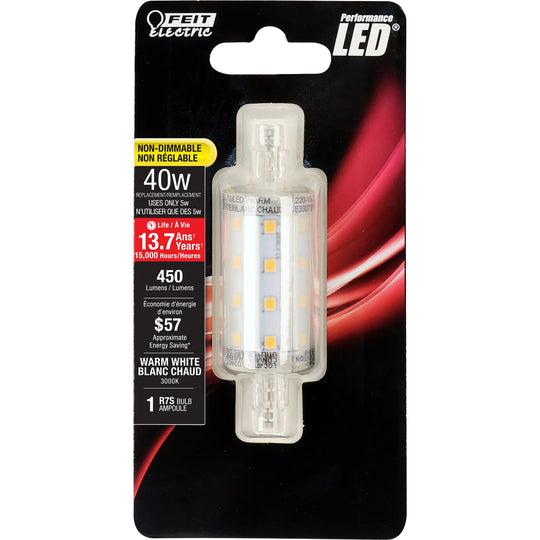 LED Bulb R7S, 40W, 450 Lumens, R7, Dimmable , 3000K, 78mm, Double-Ended T3
