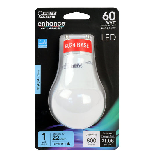 GU24 LED Light Bulb, 8.8 Watts, Dimmable, 800 Lumens