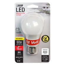 Load image into Gallery viewer, A19 LED Light Bulb, Non-Dimmable, 10.6W, 12 Volt 800 Lumens, 3000K, Medium E26 Base, Vehicle Bulbs