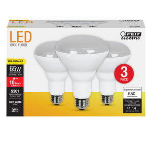 BR30 LED Light Bulb, 9.5 Watts, E26, Non-Dimmable, Frosted, 650 Lumens, 5000K