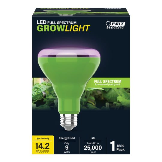 LED Grow Light-9 Watt ,BR30 Reflector, Non-Dimmable, 120 Volt, Medium E26 Base