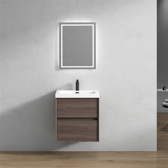 Luxury Kingdom Floating / Wall Mounted Bathroom Vanity With Acrylic Sink, Farmhouse Bath Vanity W/ Storage Cabinet
