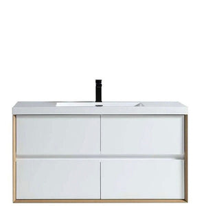 Luxury Kingdom Floating / Wall Mounted Bathroom Vanity With Acrylic Sink, Farmhouse Bath Vanity W/ Storage Cabinet