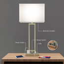 Load image into Gallery viewer, Bedside Table Lamp with USB Port and Outlet, 28 inch, Brushed Nickel Finish, with 1pc Switch,1pcs outlets,1pc USB, For Living Room, Dorm, Bedroom Lamp