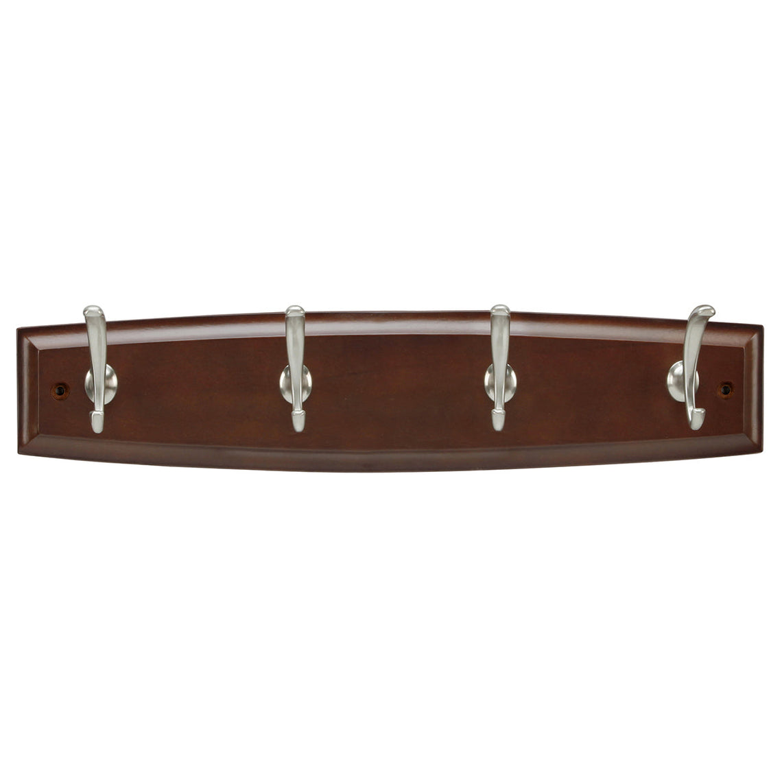 Hook Rail 18 Inch Long In Cherry Stained with Satin Nickel - Hickory Hardware